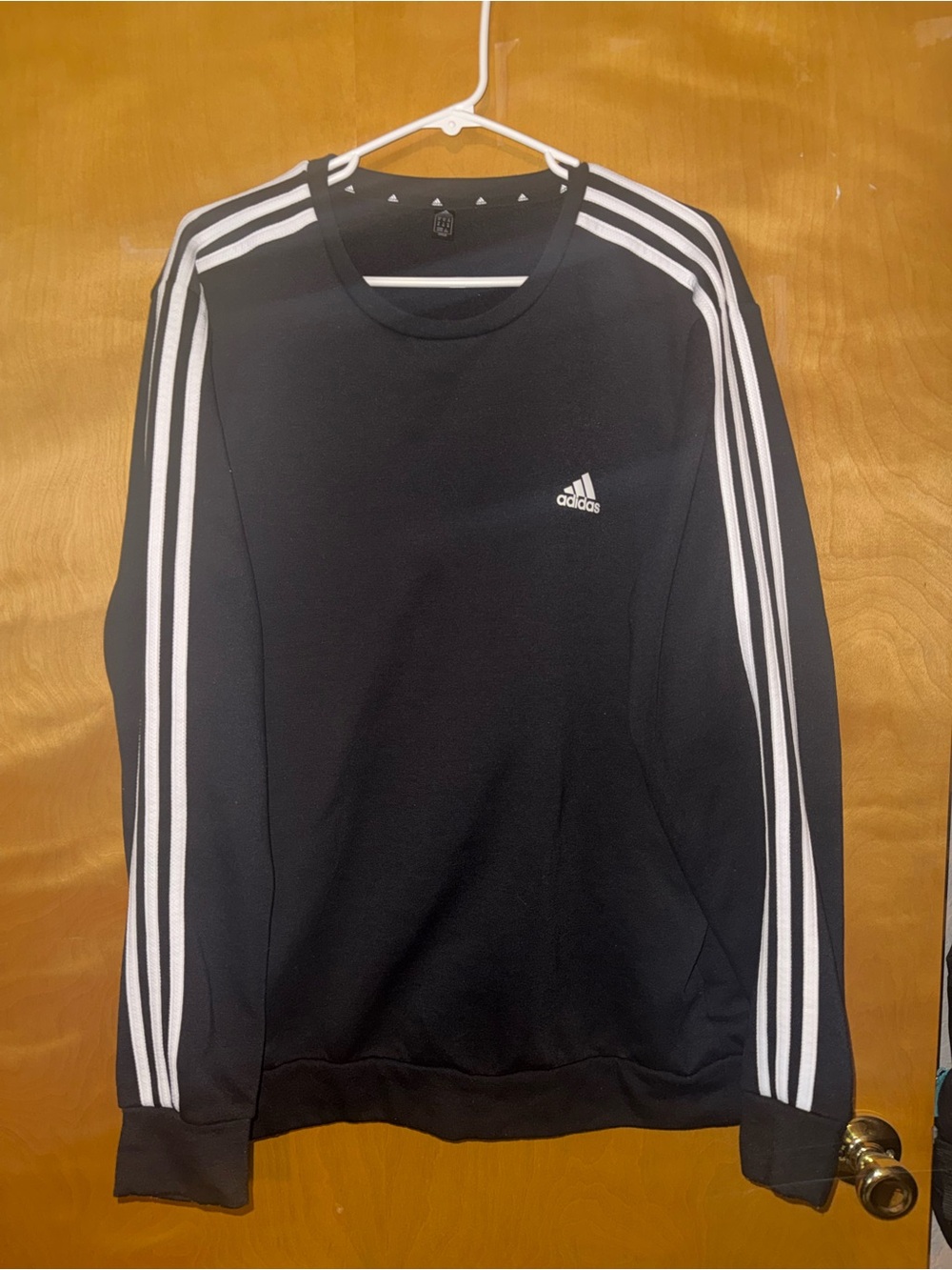 adidas Black Crewneck Sweatshirt with White Three-Stripe Detail